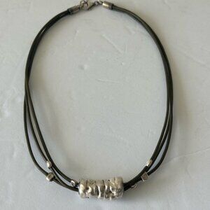 VTG Silpada Green LEATHER and sterling silver Necklace